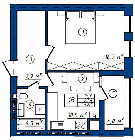 1-кімнатна 43.4 м² в ЖК Сонячний від 14 800 грн/м², м. Васильків