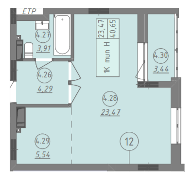 1-кімнатна 40.65 м² в ЖК Променада від 25 200 грн/м², м. Вишневе
