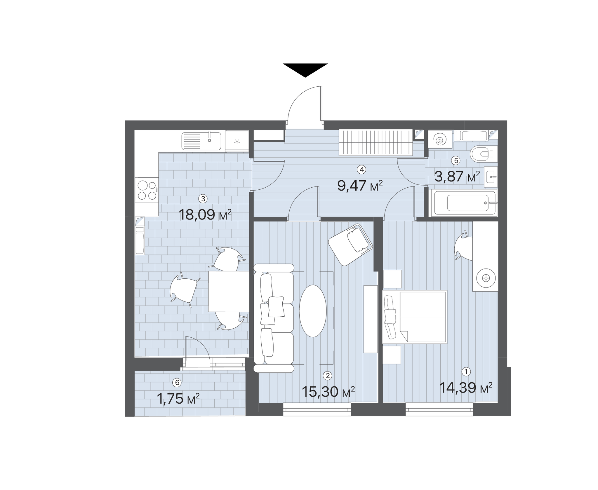 2-кімнатна 62.87 м² в ЖК Лебединий від 38 075 грн/м², Київ