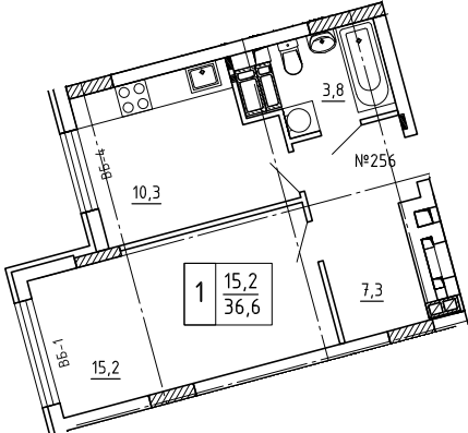 1-комнатная 36.6 м² в ЖК Paradise Avenue от 24 000 грн/м², с. Крюковщина