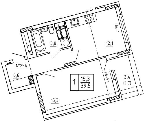1-комнатная 39.5 м² в ЖК Paradise Avenue от 27 000 грн/м², с. Крюковщина