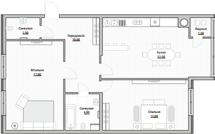 2-комнатная 72.5 м² в ЖК Евромисто от 26 000 грн/м², с. Крюковщина