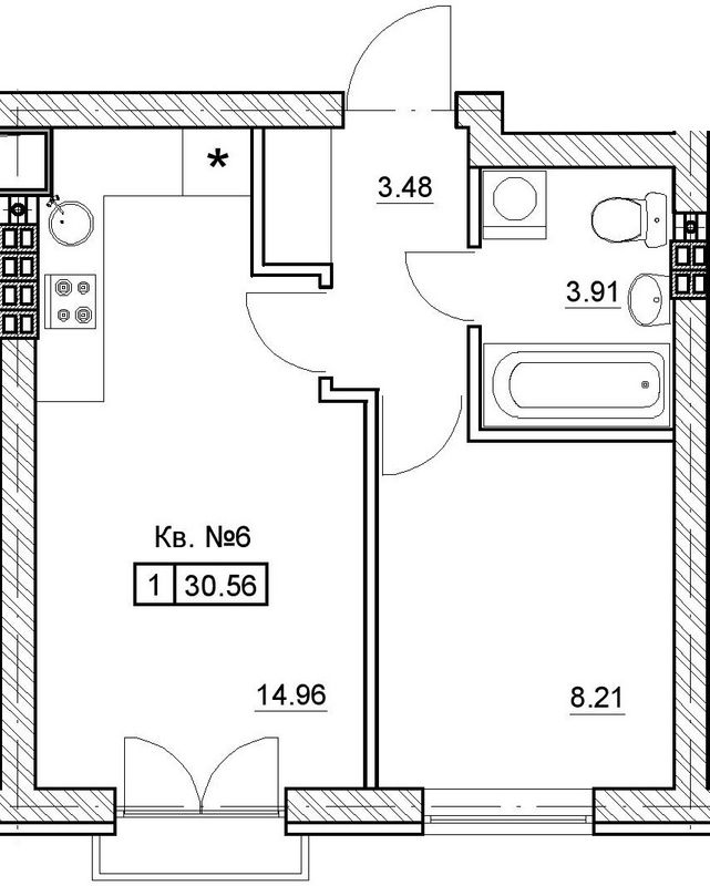 1-кімнатна 30.56 м² в ЖК Комфортне містечко від 16 800 грн/м², с. Святопетрівське