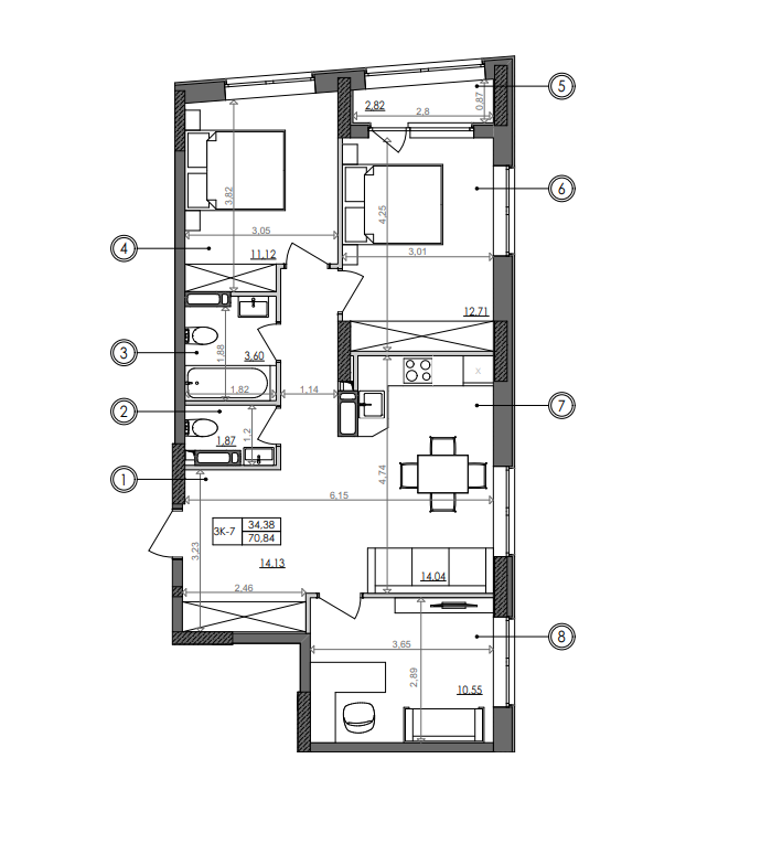 3-кімнатна 70.4 м² в ЖК Svitlo Park від 30 694 грн/м², Київ