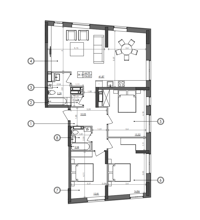3-кімнатна 106.7 м² в ЖК Svitlo Park від 39 452 грн/м², Київ