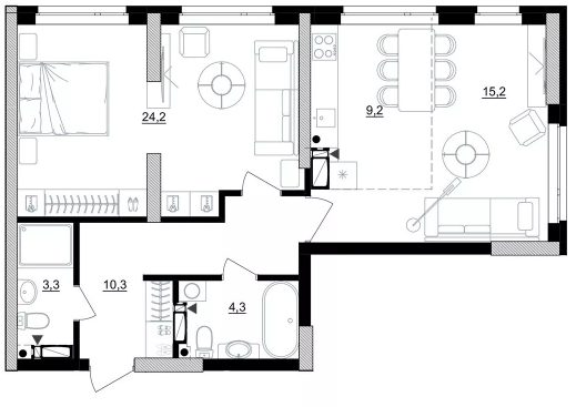 2-комнатная 66.5 м² в ЖК Kub29 от 41 100 грн/м², Киев