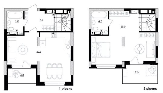 Двухуровневая 79.1 м² в ЖК Kub29 от 40 400 грн/м², Киев