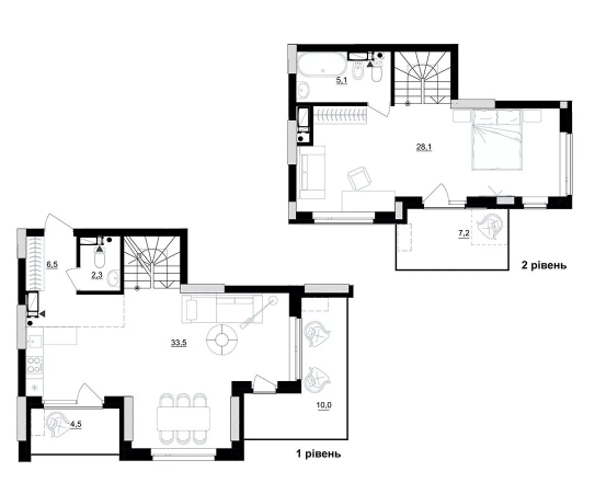 Двухуровневая 84.9 м² в ЖК Kub29 от 40 400 грн/м², Киев