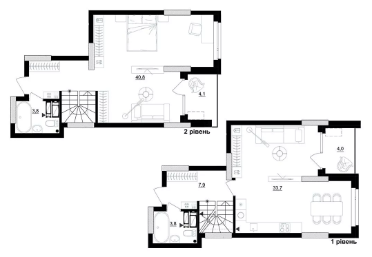 Двухуровневая 94.1 м² в ЖК Kub29 от 40 400 грн/м², Киев