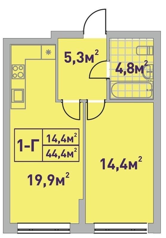 1-комнатная 44.4 м² в ЖК Центральный-2 от 31 650 грн/м², г. Ирпень