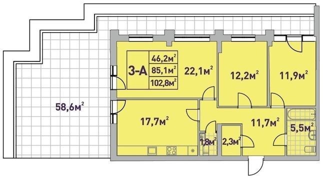 3-комнатная 102.8 м² в ЖК Центральный-2 от 34 000 грн/м², г. Ирпень