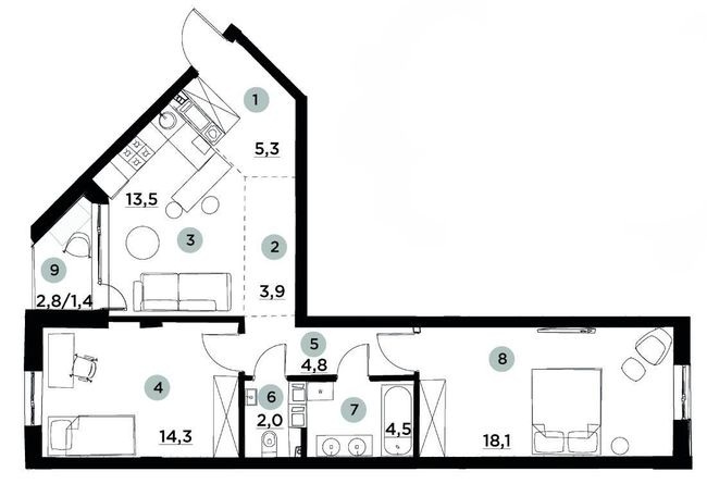 2-кімнатна 67.8 м² в ЖК PARKTOWN від 21 000 грн/м², смт Гостомель