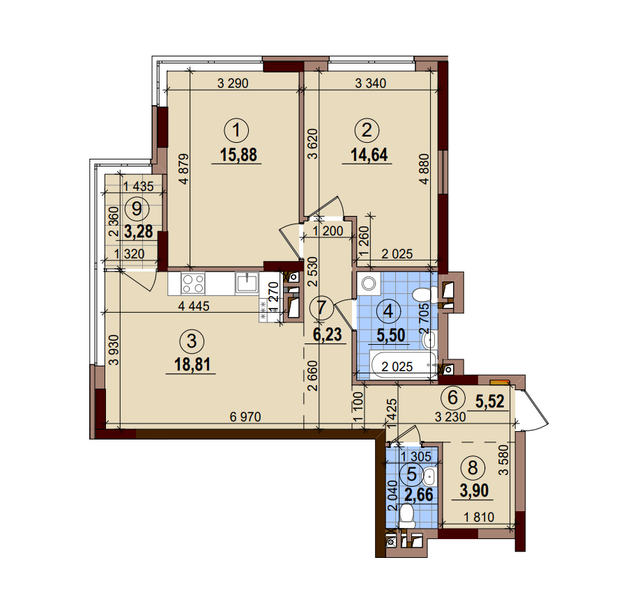 2-комнатная 75.76 м² в ЖК Варшавский-2 от 26 800 грн/м², Киев