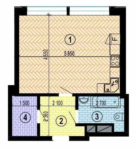 1-кімнатна 39.16 м² в БФК Twenty two від 34 350 грн/м², Харків