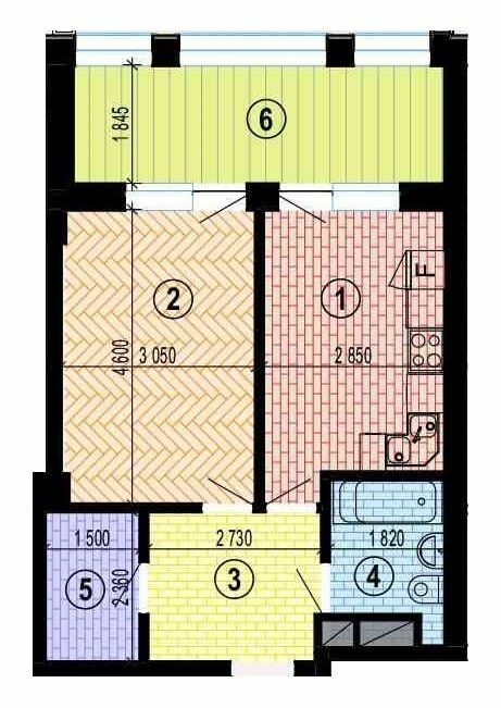 1-кімнатна 44.16 м² в БФК Twenty two від 34 350 грн/м², Харків