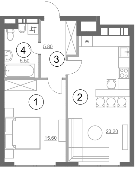 1-кімнатна 50.1 м² в ЖК Greenville Park від 73 950 грн/м², Київ