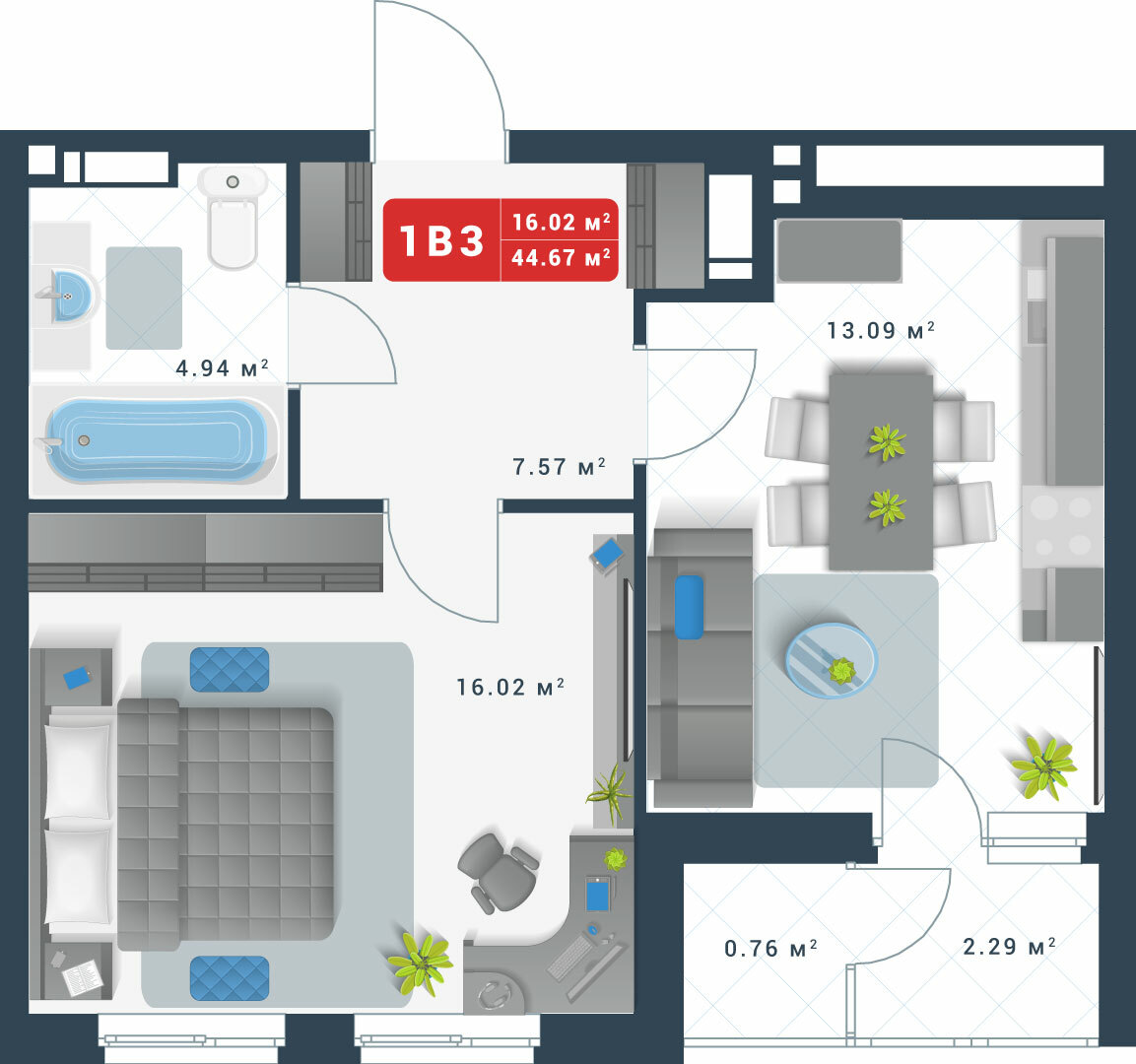 1-кімнатна 44.67 м² в ЖК Причал 8 від 36 180 грн/м², Київ