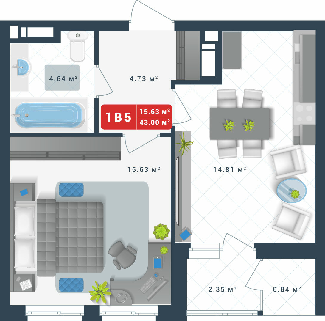 1-кімнатна 43.63 м² в ЖК Причал 8 від 38 826 грн/м², Київ
