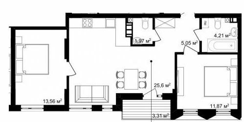 2-кімнатна 63.92 м² в ЖК Struetinsky Residence від 84 250 грн/м², Київ