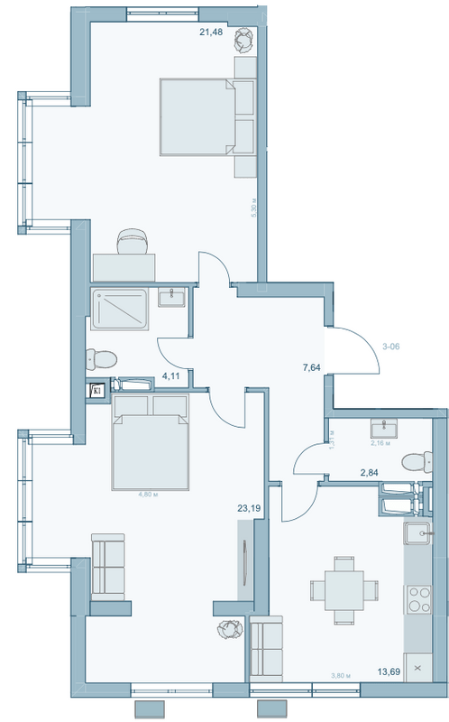 2-кімнатна 72.95 м² в ЖК Парк Хілс (Молодіжна ініціатива) від 21 100 грн/м², Київ