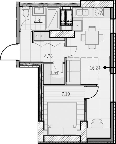 1-комнатная 35.66 м² в ЖК Парк Хиллс (Молодежная инициатива) от 25 550 грн/м², Киев