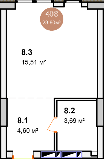 Студия 23.8 м² в КД A Nova House от застройщика, Киев
