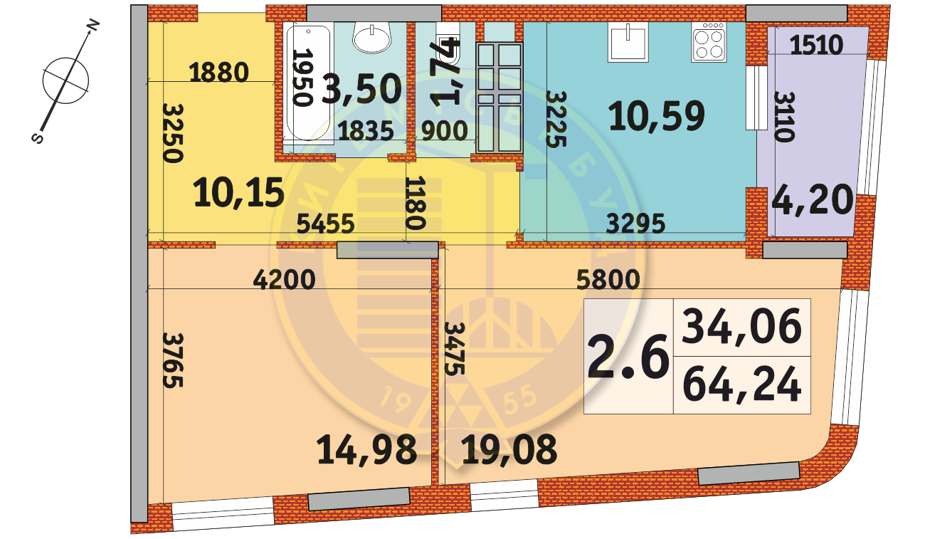 2-кімнатна 64.24 м² в ЖК Urban Park від 31 039 грн/м², Київ