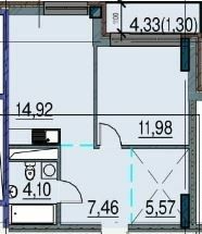 1-кімнатна 45.33 м² в ЖК Простір на Інглезі від 25 000 грн/м², Одеса