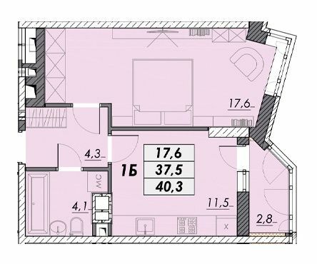 1-кімнатна 40.3 м² в ЖК Прохоровський квартал від 25 000 грн/м², Одеса