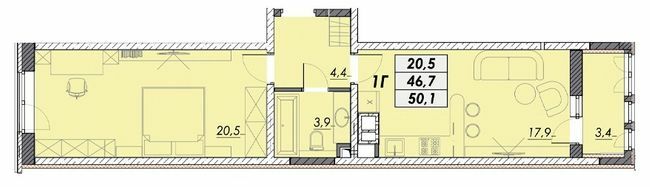 1-кімнатна 50.1 м² в ЖК Прохоровський квартал від 25 000 грн/м², Одеса
