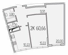 2-комнатная 60.66 м² в ЖК Сорок вторая жемчужина от 27 250 грн/м², Одесса