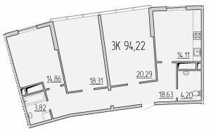3-комнатная 94.22 м² в ЖК Сорок вторая жемчужина от 27 250 грн/м², Одесса