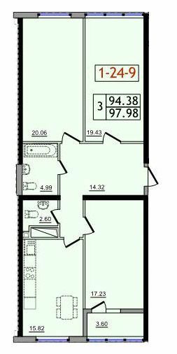 3-кімнатна 97.98 м² в ЖК Сорок сьома перлина від 19 750 грн/м², с. Крижанівка