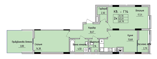 2-кімнатна 69.79 м² в ЖК на вул. Стрийська, 45 від 20 950 грн/м², Львів