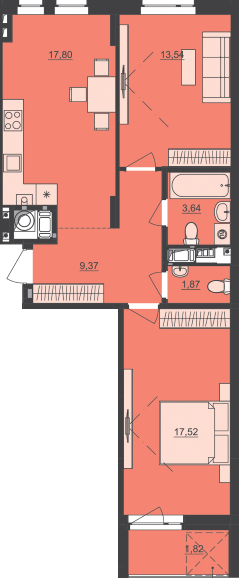 2-комнатная 65.56 м² в ЖК Семицвет от 23 600 грн/м², Львов