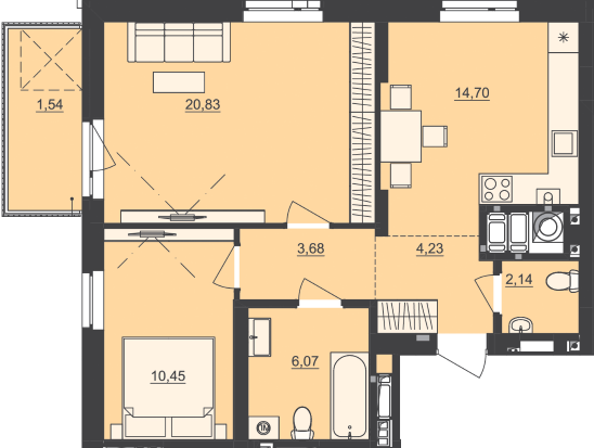2-комнатная 63.64 м² в ЖК Семицвет от 24 750 грн/м², Львов