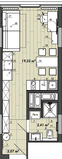 Студия 25.81 м² в Апарт-комплекс WELL towers от 42 350 грн/м², Львов