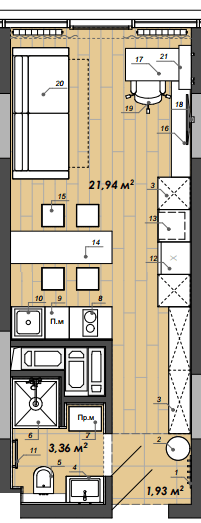 Студия 27.93 м² в Апарт-комплекс WELL towers от 42 350 грн/м², Львов