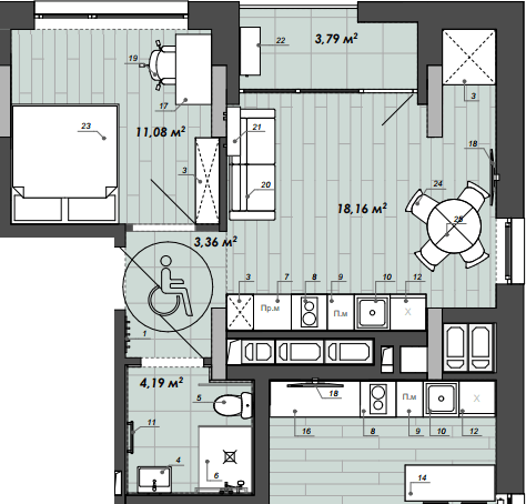 1-комнатная 40.58 м² в Апарт-комплекс WELL towers от 40 700 грн/м², Львов