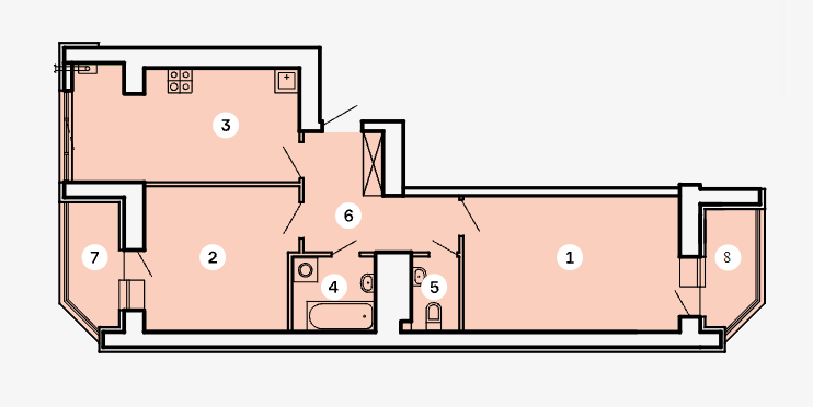 2-кімнатна 69.42 м² в ЖК Kvartal від 25 000 грн/м², Запоріжжя
