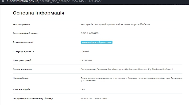 Сертификат о готовности Дом 11, ЖК Вилла Италия