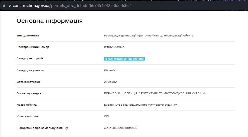 Сертификат о готовности Дом 15, ЖК Вилла Италия