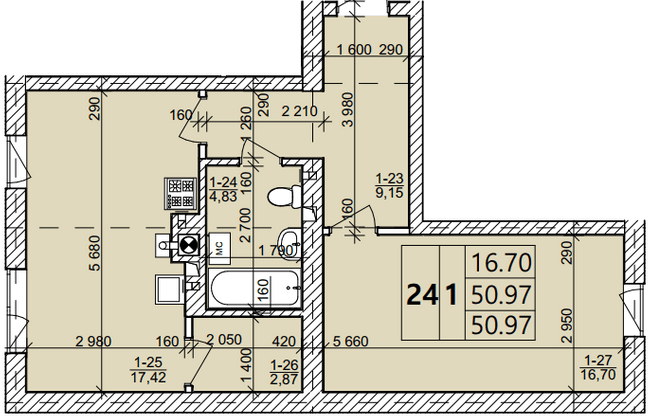 1-комнатная 50.97 м² в ЖК Святых Ольги и Елизаветы от 20 000 грн/м², г. Винники