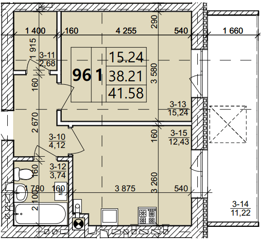 1-комнатная 41.58 м² в ЖК Святых Ольги и Елизаветы от 20 000 грн/м², г. Винники