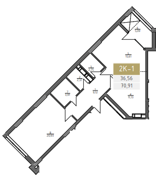 2-комнатная 70.91 м² в ЖК Liberty Gardens от 29 500 грн/м², Харьков