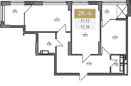 2-комнатная 72.18 м² в ЖК Liberty Gardens от 29 500 грн/м², Харьков