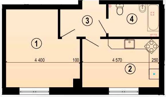 1-кімнатна 40.83 м² в ЖК Меридіан від 17 550 грн/м², Харків