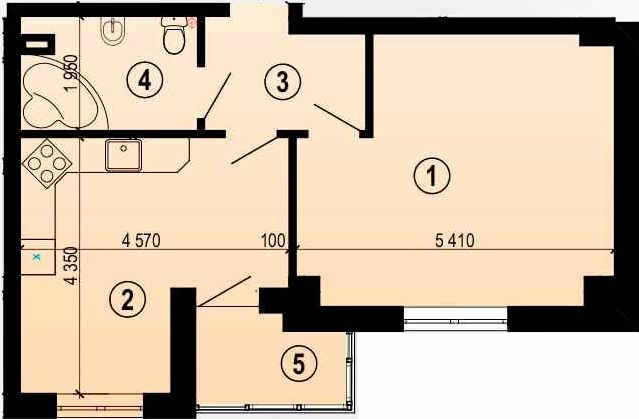 1-кімнатна 49.07 м² в ЖК Меридіан від 19 150 грн/м², Харків