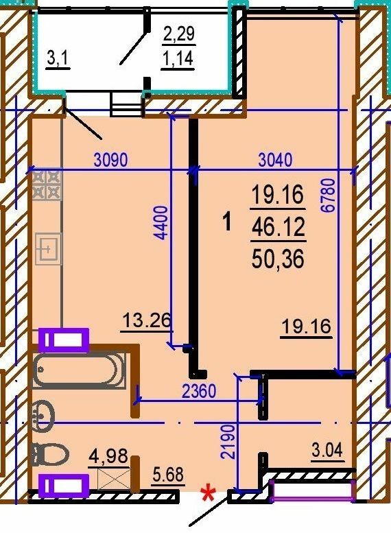 1-комнатная 50.36 м² в ЖК Шекспира от 30 000 грн/м², Харьков