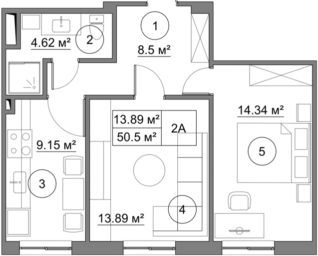 2-кімнатна 50.5 м² в КБ Петрівський Гай від 28 500 грн/м², с. Святопетрівське